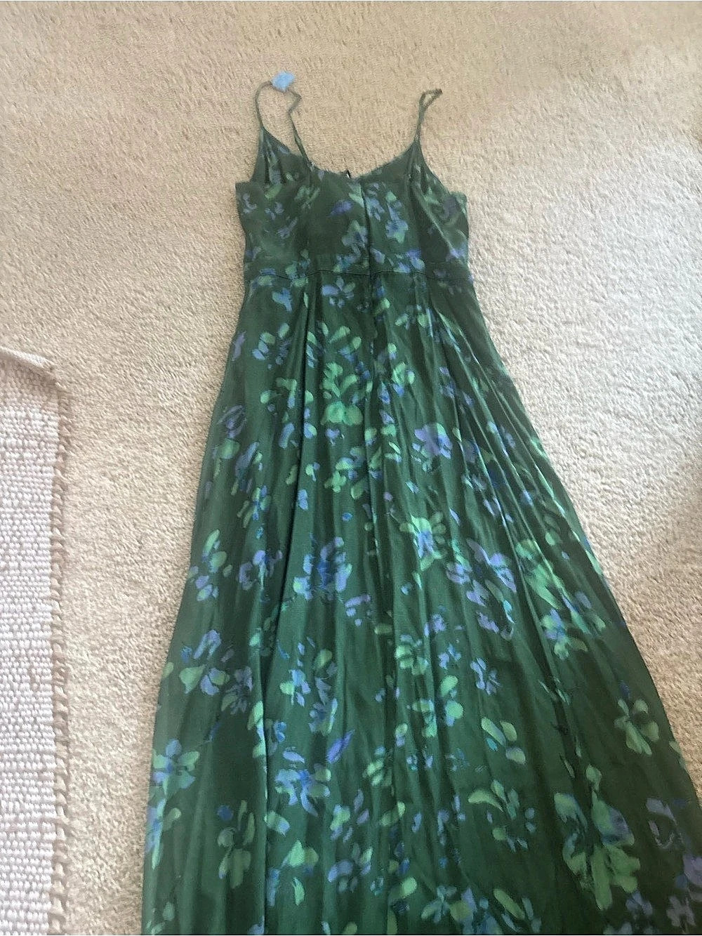 Tracy Reese Size Small Naira Pleated Maxi Dress Green & Blue Floral